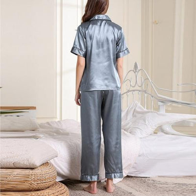 Pyjama Pantalon Gris en Soie 'Boréal'