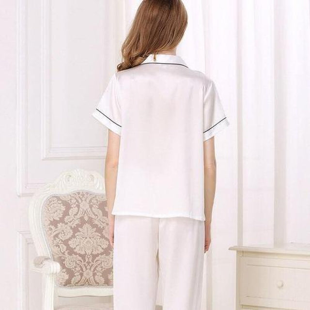 Pyjama Femme Blanc Soie