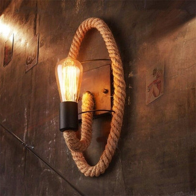Lampe Murale Vintage en Corde de Chanvre 'Loopfy'