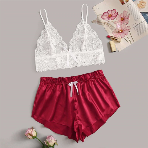 Pyjama Femme Rouge et Blanc