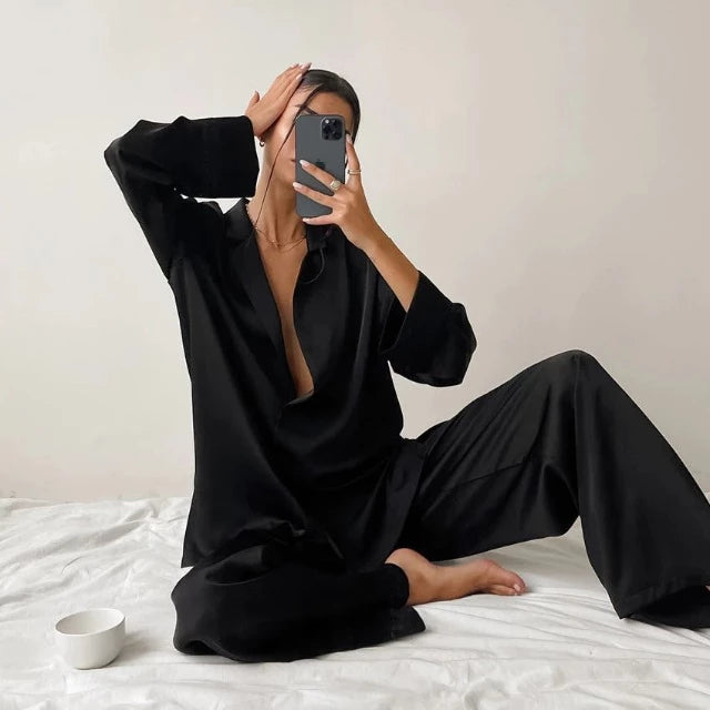 Pyjama Femme Satin Noir